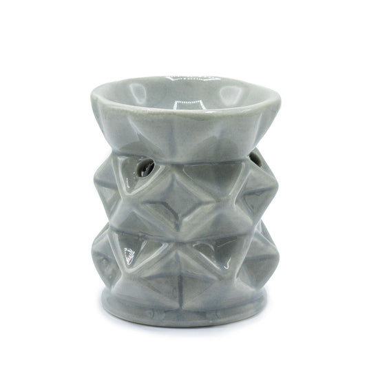 Keramik-Duftbrenner Grau mit geometrischem Design