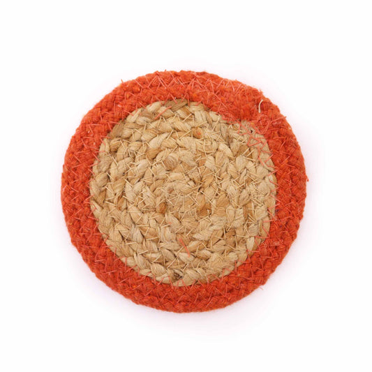 Natürliche Untersetzer-Set aus Jute & Baumwolle, 10 cm, 4er-Set mit Lehmrand