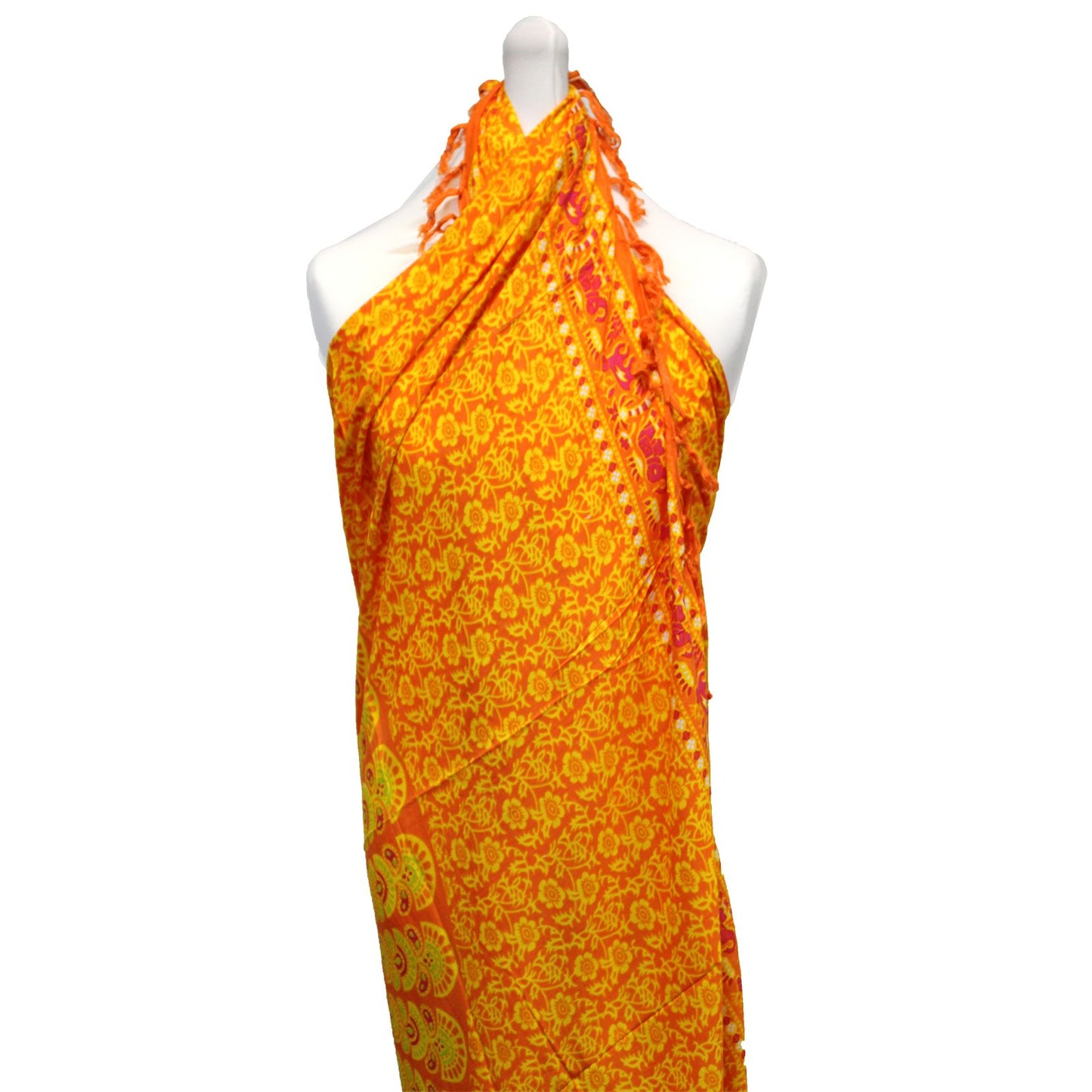 Sarong Bali Mandala in Limette & Orange – Leichtes Rayon-Tuch