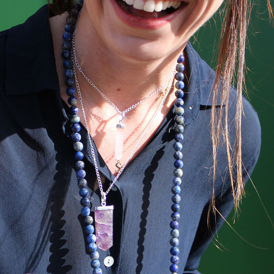 Handgefertigter Amethyst-Spitzenanhänger mit Kette – Zeitlose Eleganz