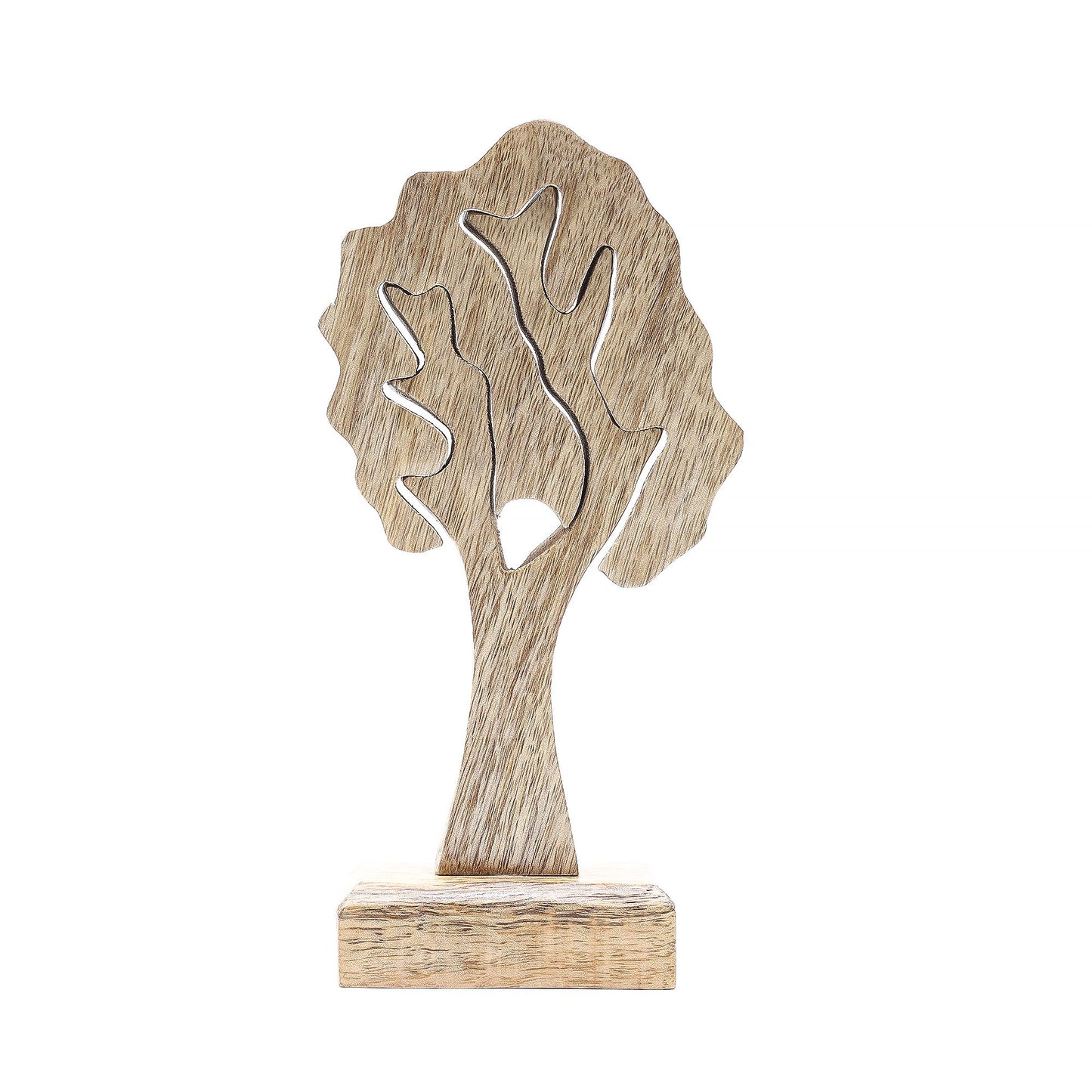 3D Baum-Dekoration aus Mango-Holz – Handgefertigtes Natur-Ornament