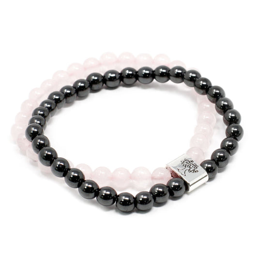 Magnetarmband mit echtem Rosenquarz – Edelstein-Schmuck für Balance & Stil