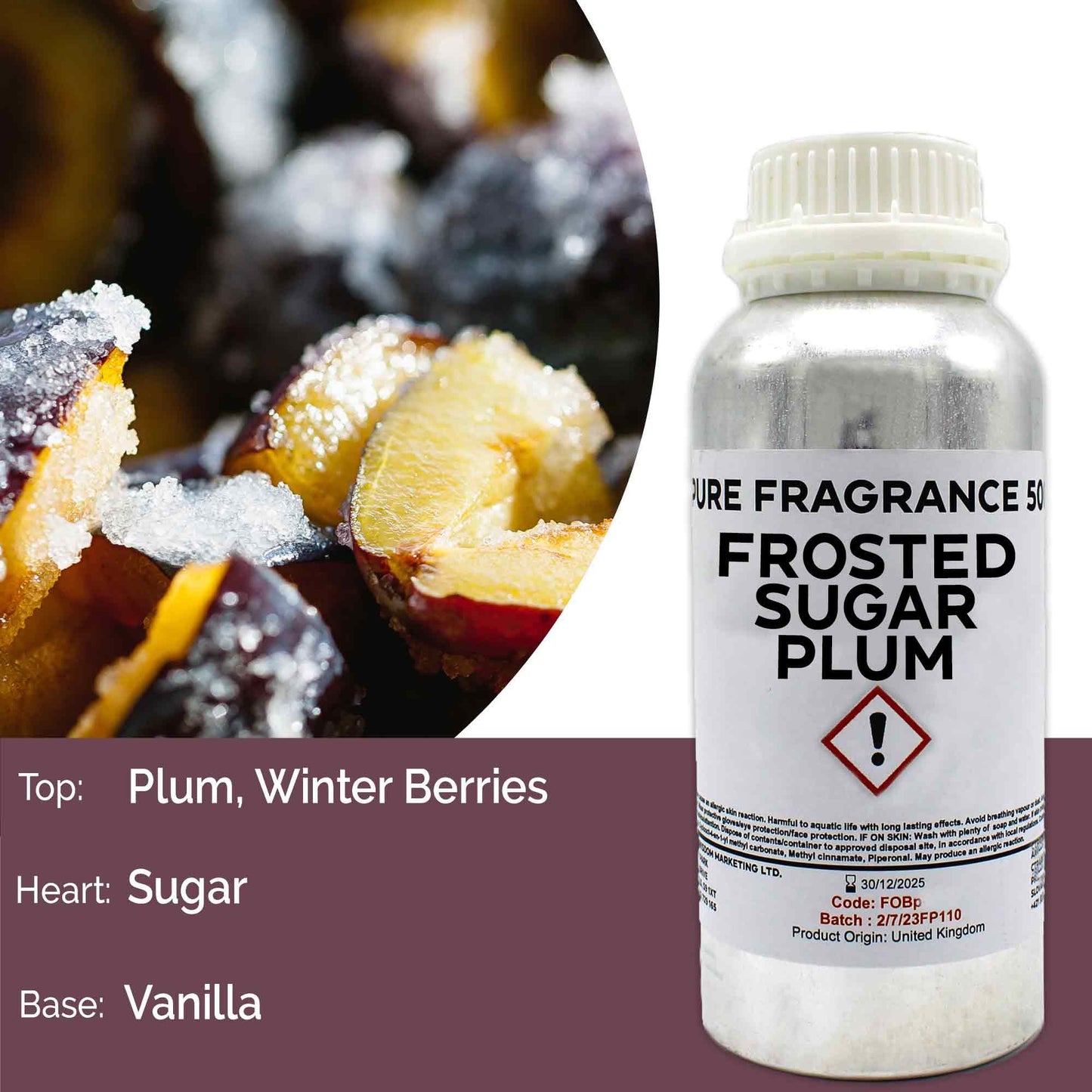 Reines Duftöl Frosted Sugar Plum - 500ml für Kerzen & Seifen