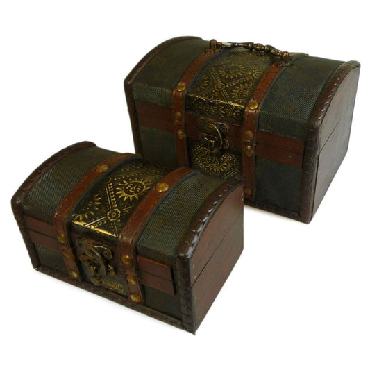 Set mit 2 Sammelboxen im Kolonialstil - Metallgeprägt & mit Vintage-Optik