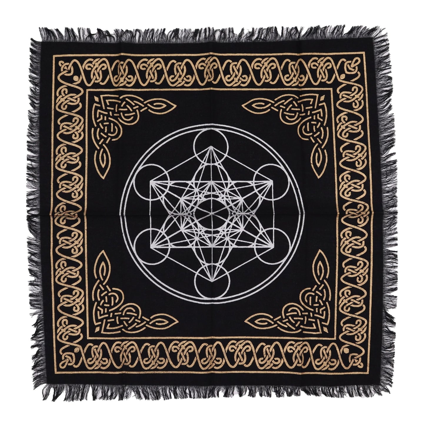 Meditationstuch mit Chakra-Diagramm – Baumwolle mit Fransen