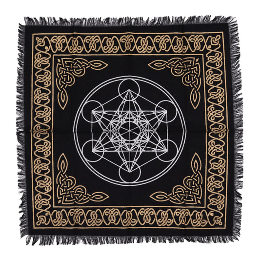 Meditationstuch mit Chakra-Diagramm – Baumwolle mit Fransen