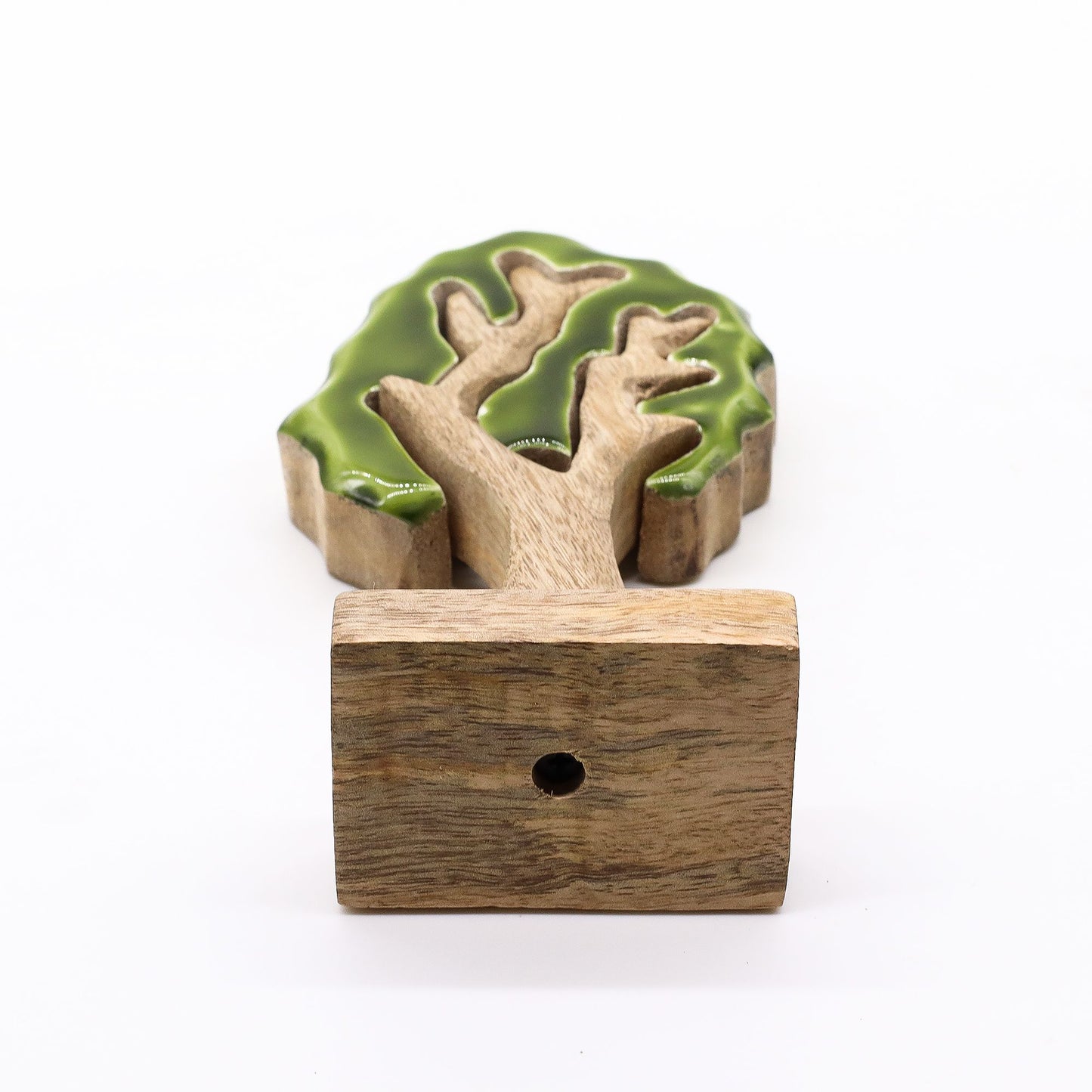 3D Baum-Dekoration aus Mango-Holz – Handgefertigtes Natur-Ornament