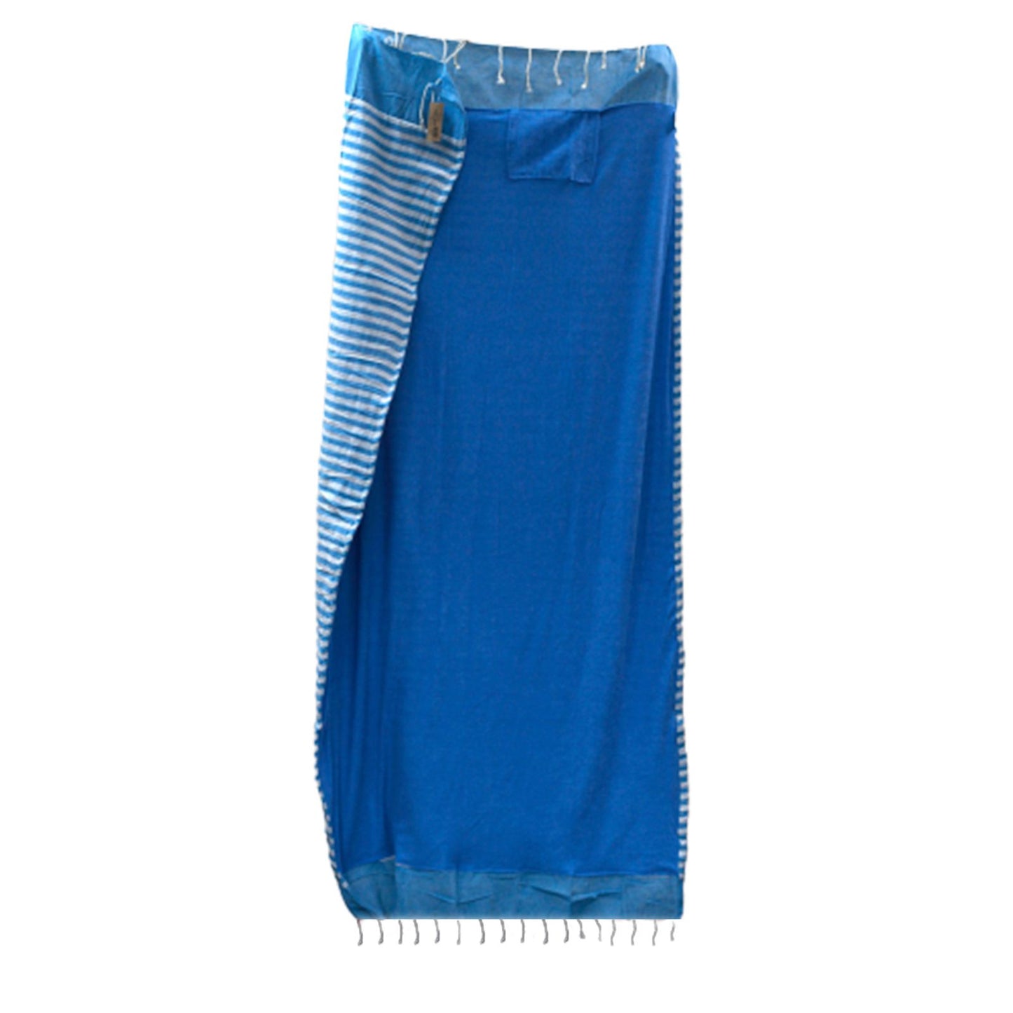 Luxus-Pareo Handtuch 'Meeresrauschen' in Himmelblau – Handgefertigt, 100 x 180 cm