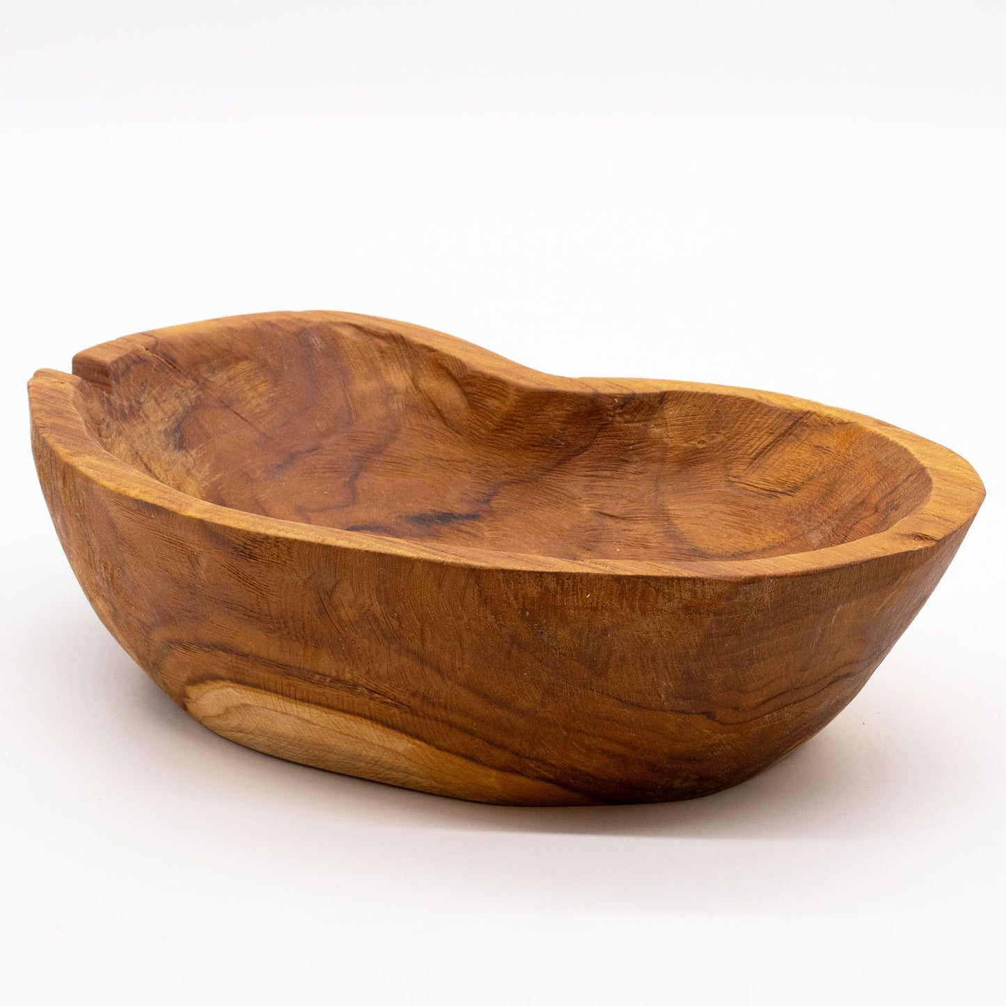 Fruchtschale aus massivem Teakholz – Naturbelassenes Unikat 31x22x8 cm