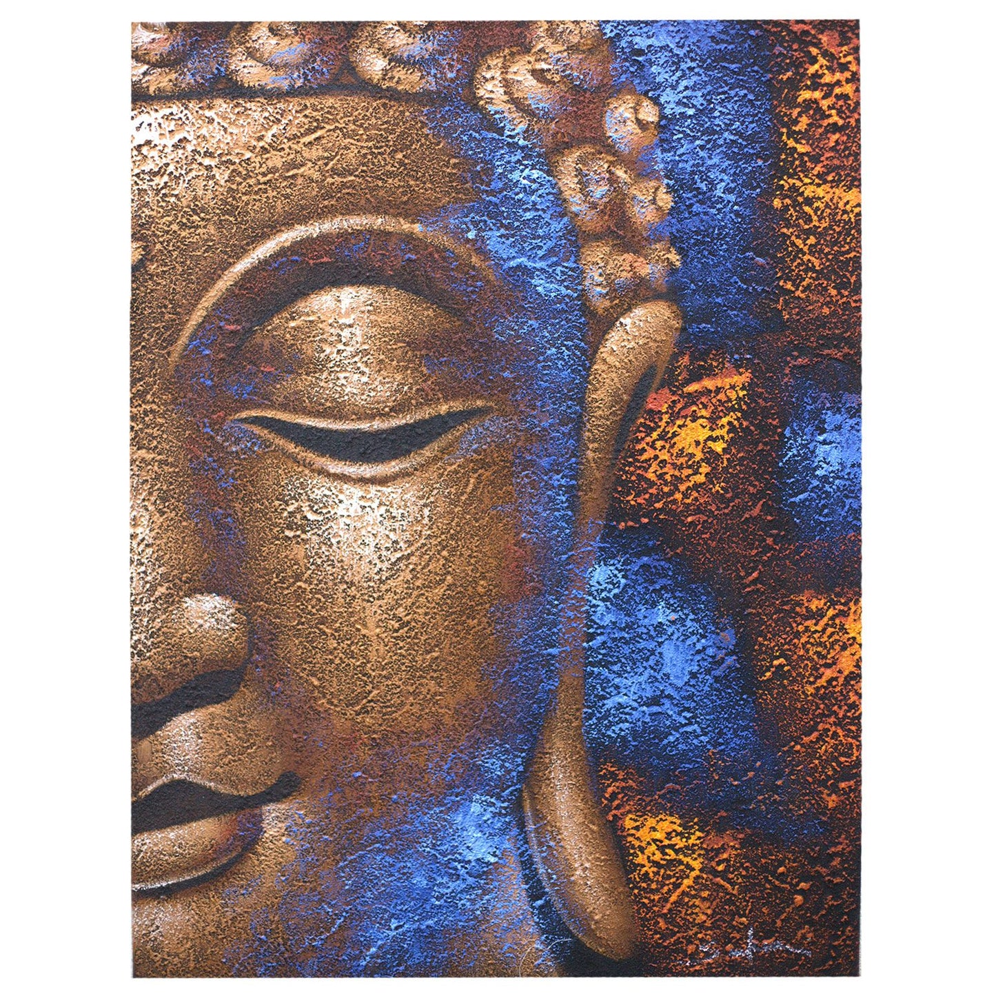 Handgemaltes Buddha Leinwandbild in Kupfer - Einzigartige Wandkunst 60x80 cm