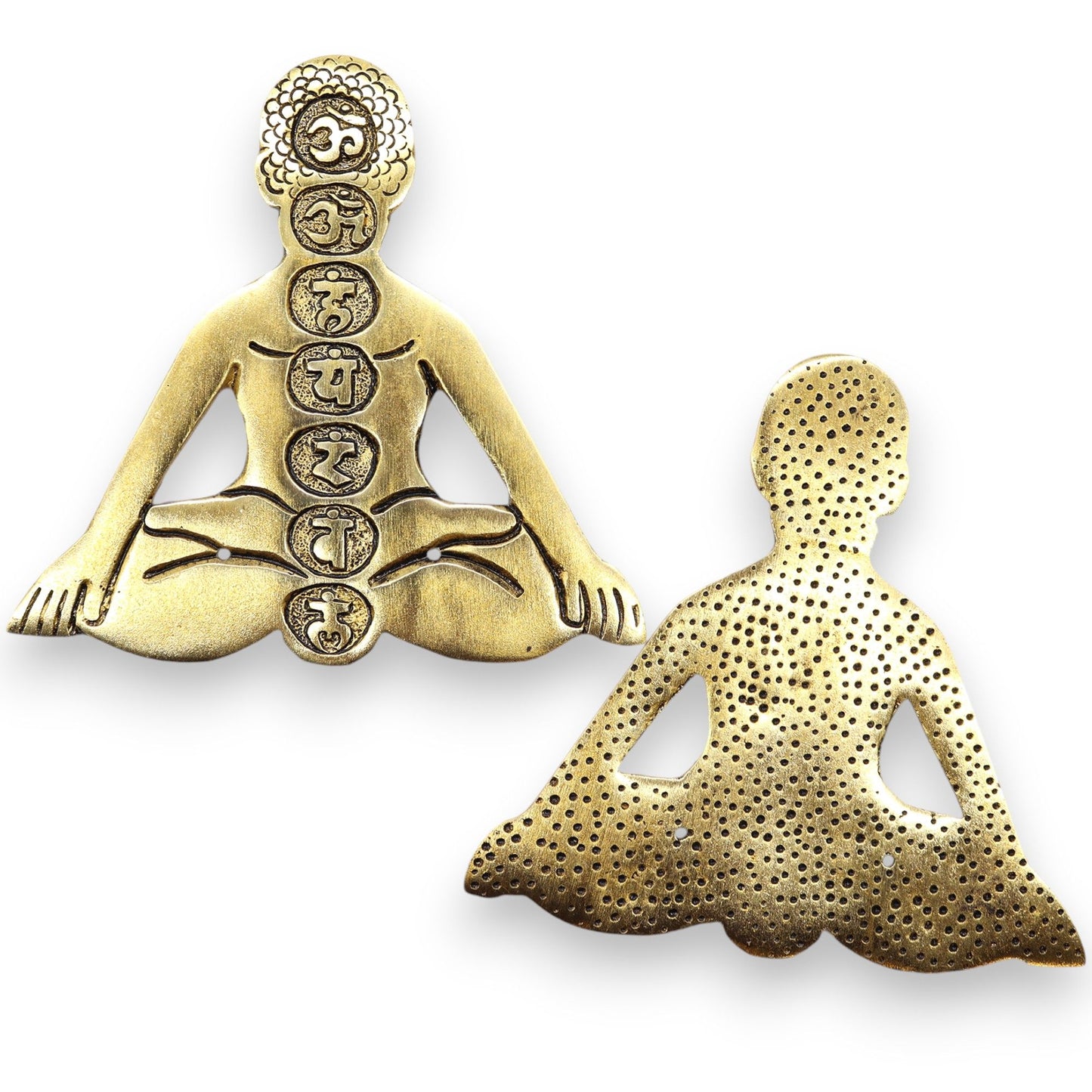 Goldener Sieben-Chakra Räucherstäbchenhalter aus Aluminium | 12x12 cm