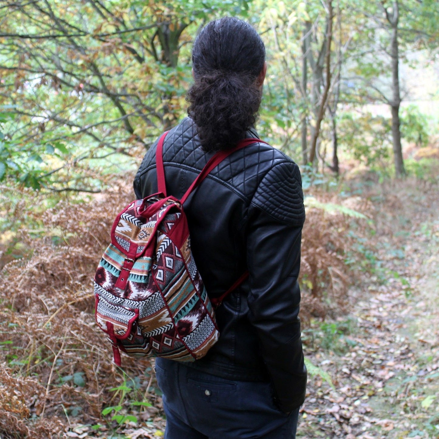 Jacquard Rucksack 'Schokolade' – Ethnisches Design für Reisende