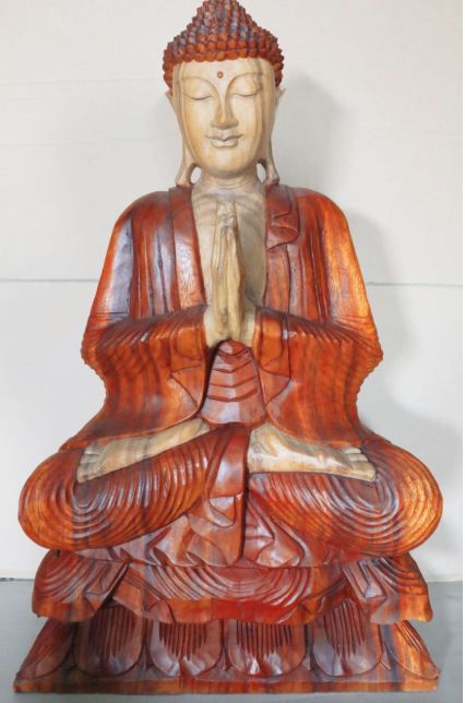 Willkommender Buddha aus Suarholz - Handgeschnitztes Unikat 80 cm
