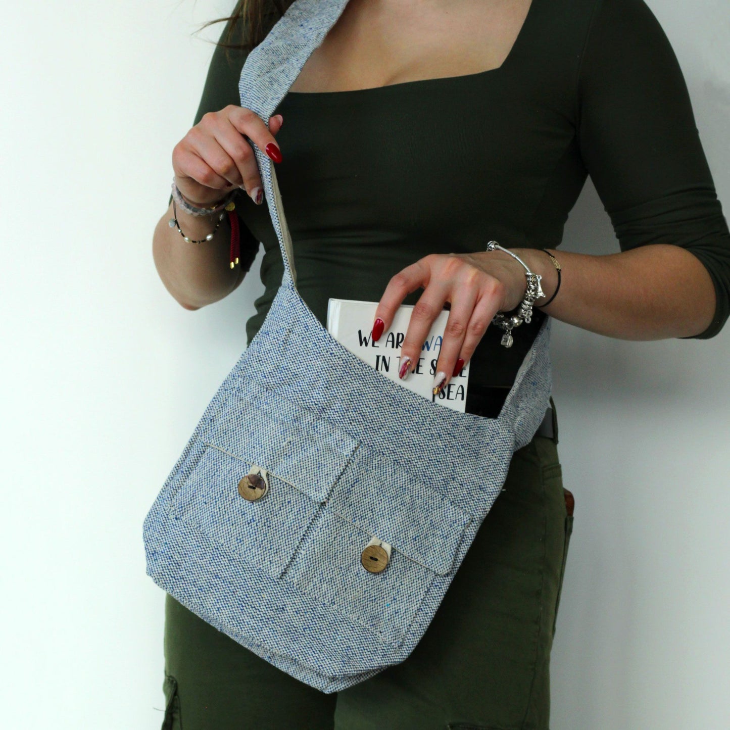 Natural Tones Comp Denim Baumwolltasche - Medium