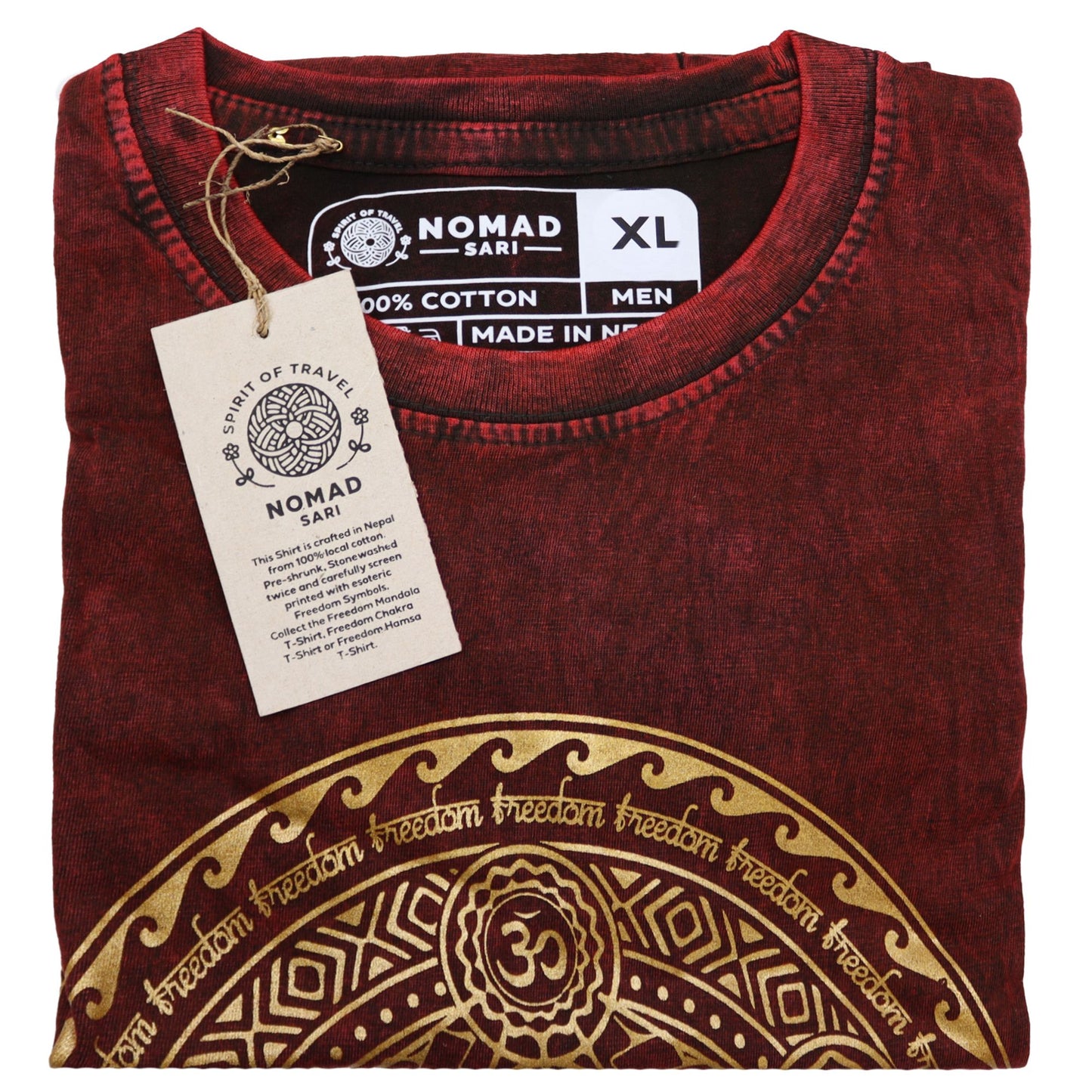 Chakra T-Shirt in Bordeaux - Stone Washed Oversized Fit aus Baumwolle