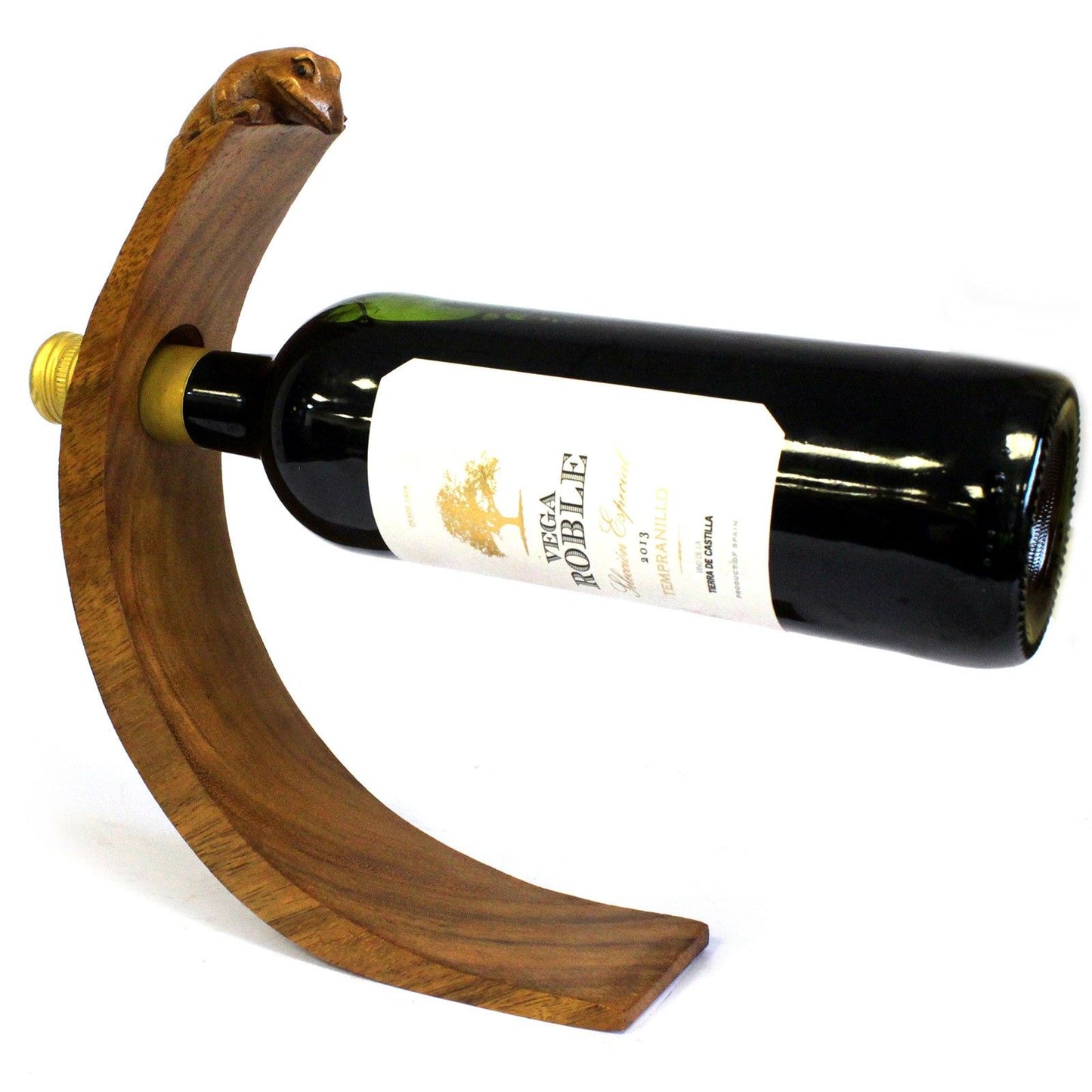 Balance Wine Holder Gecko – Flaschenhalter aus massivem Suar-Holz