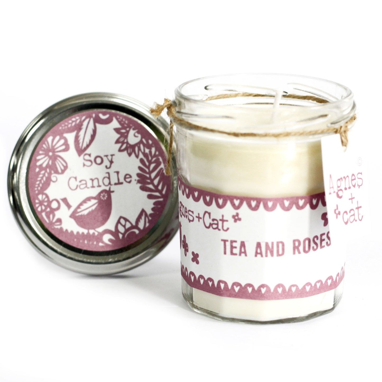 Duftkerze 'Tea & Roses' – Natürliches Sojawachs im Recycling-Glas