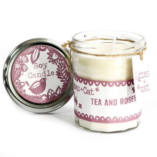 Duftkerze 'Tea & Roses' – Natürliches Sojawachs im Recycling-Glas