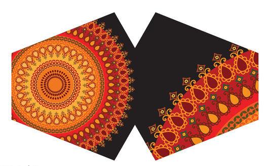 Gesichtsmaske 'Orange Mandala' – Atmungsaktiv & stylisch für Erwachsene