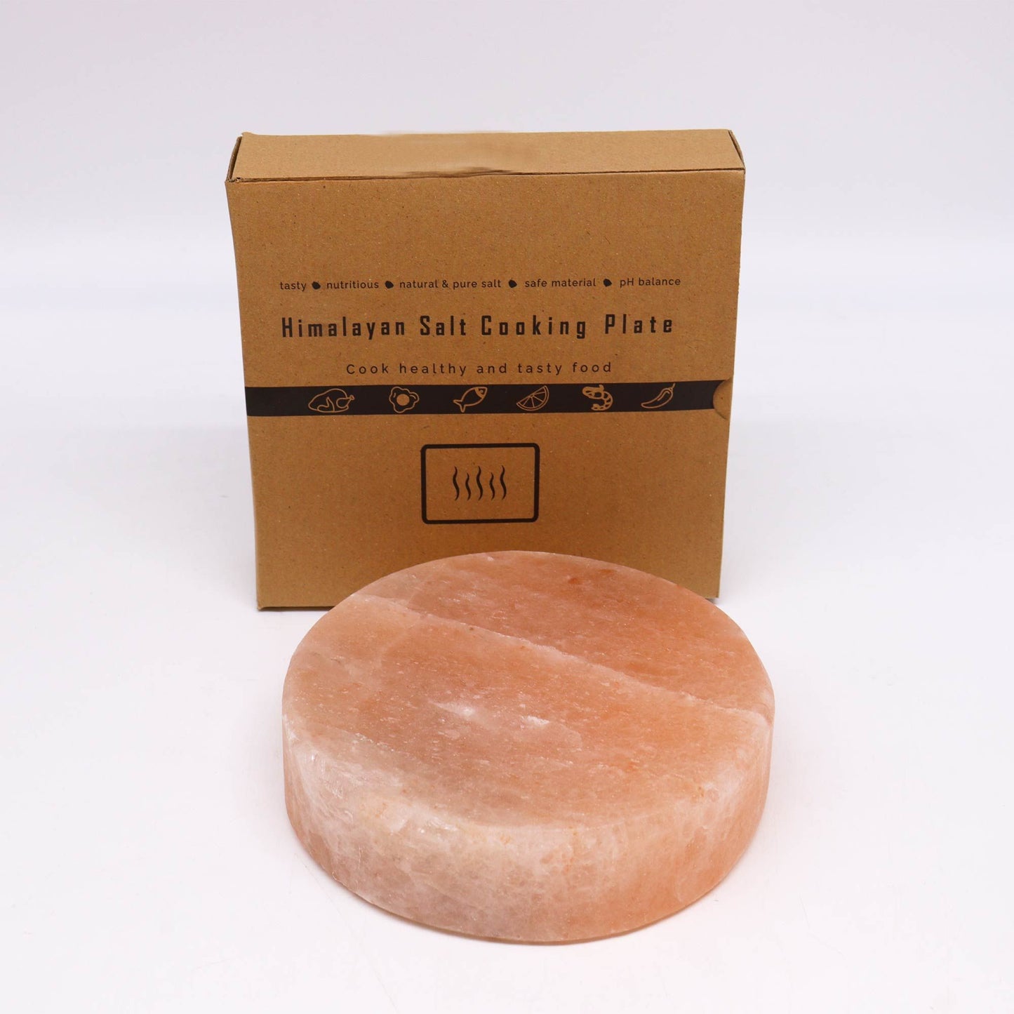 Runde Himalaya-Salzplatte 20x20x5cm – Kochplatte zum Grillen, Garen & Servieren