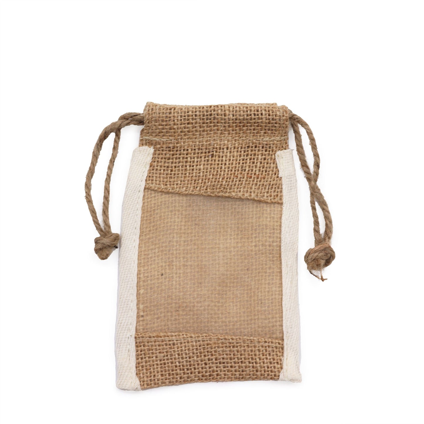 Jute-Sichtfensterbeutel gewaschen, 10x15 cm - Nachhaltige Geschenkverpackung