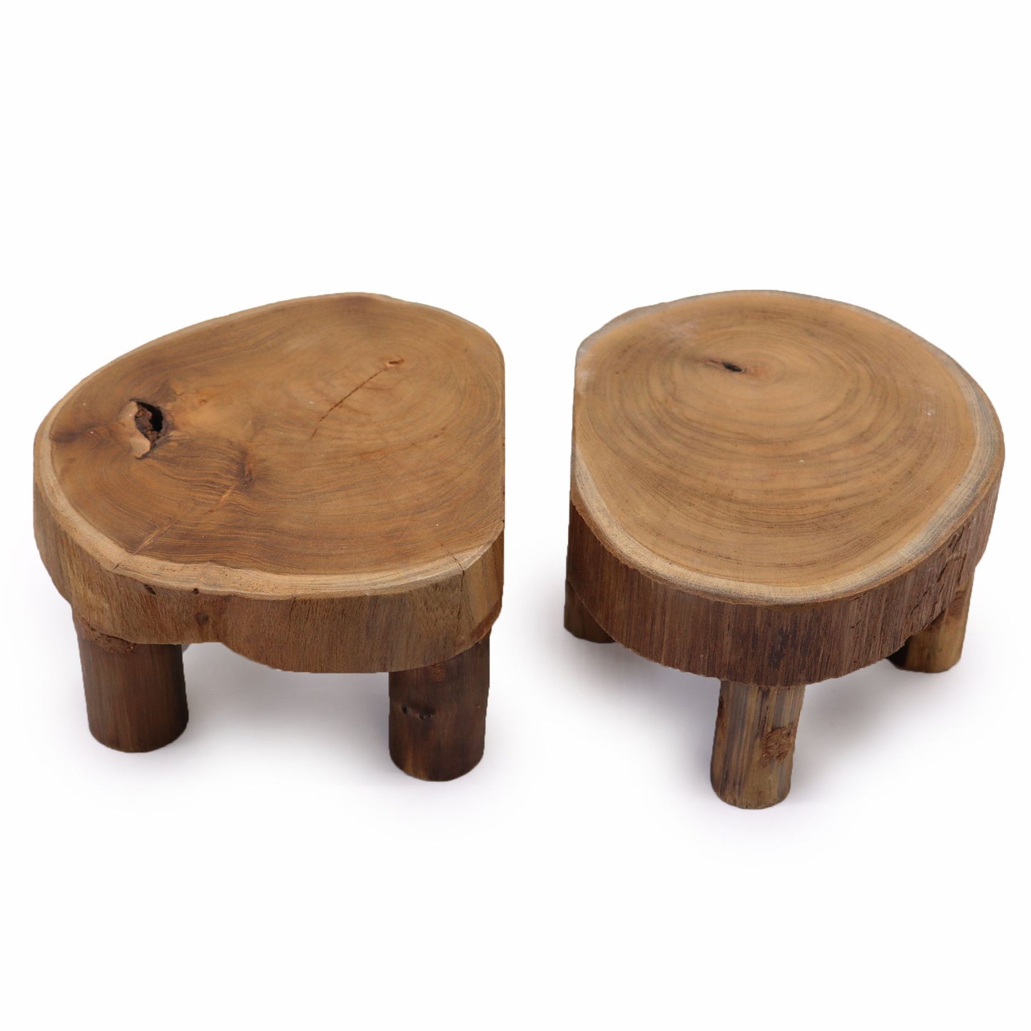 Set mit 2 Präsentationsdisplays aus Massivholz Teak - 24x10 cm