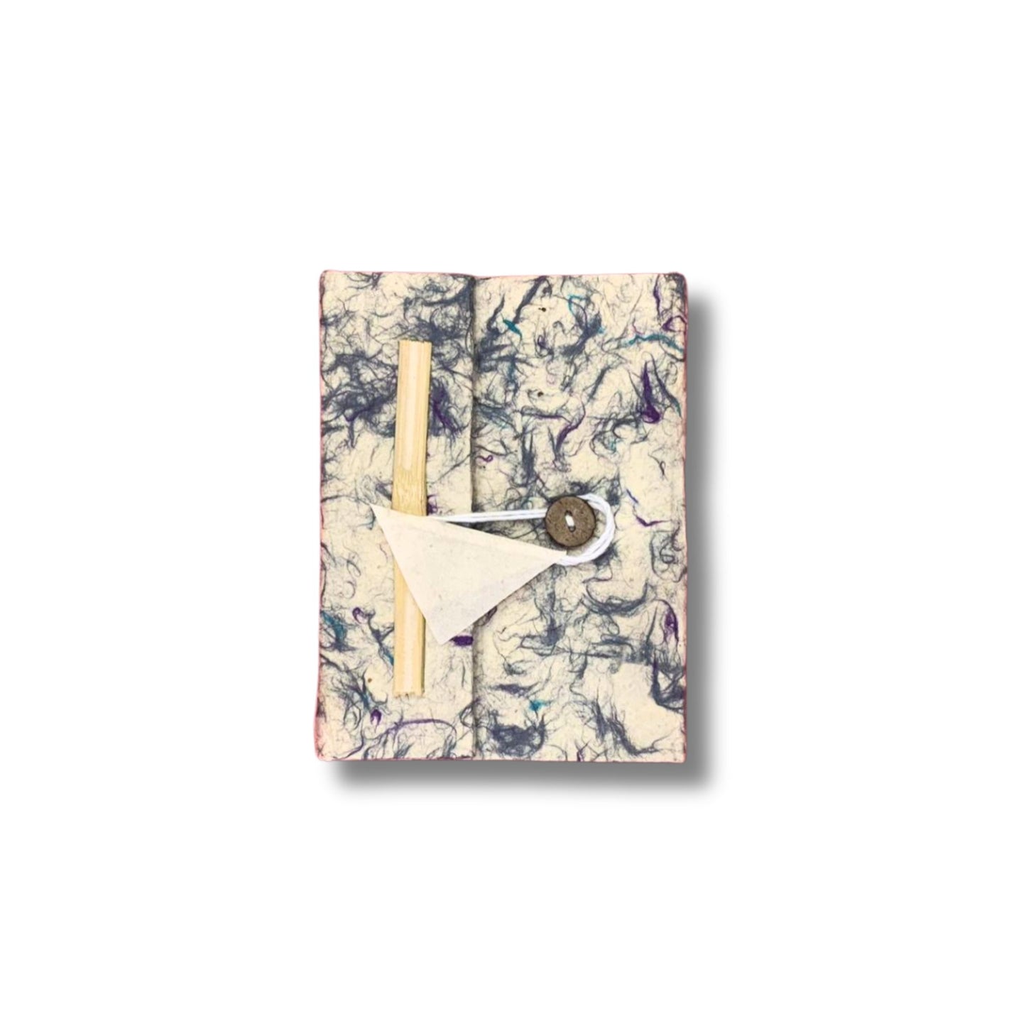 Taschennotizbuch aus Lokta-Papier mit blauen Baumwollfasern – Unikat im Pocket-Format (12 x 8 cm)
