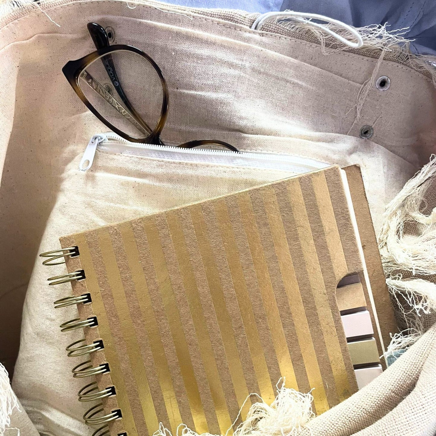 Baumwolltasche 'Buddha' mit Lederhenkeln – Handgefertigte Tragetasche