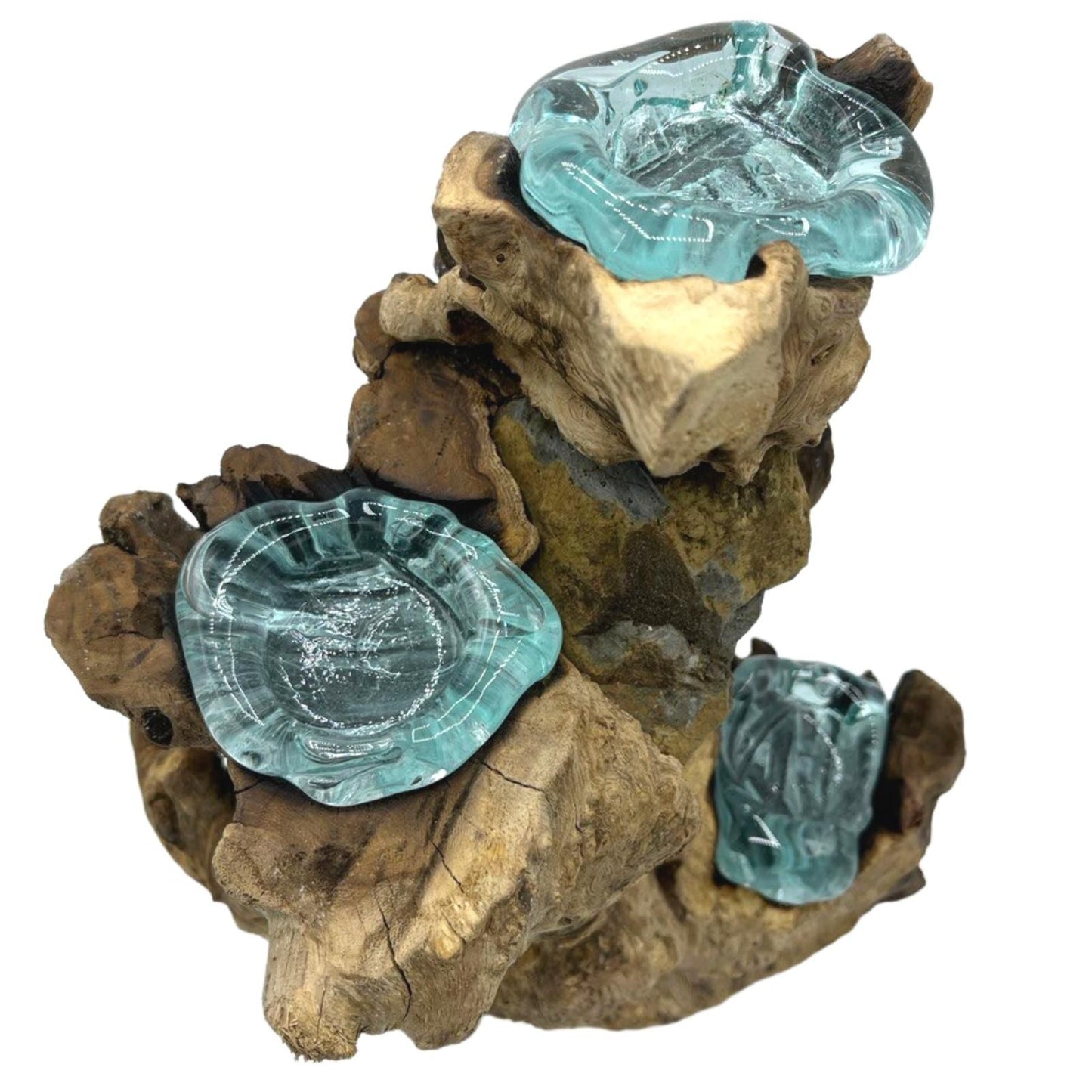 Dreifach-Kerzenleuchter aus Glas & Holz - Ein Unikat aus Bali