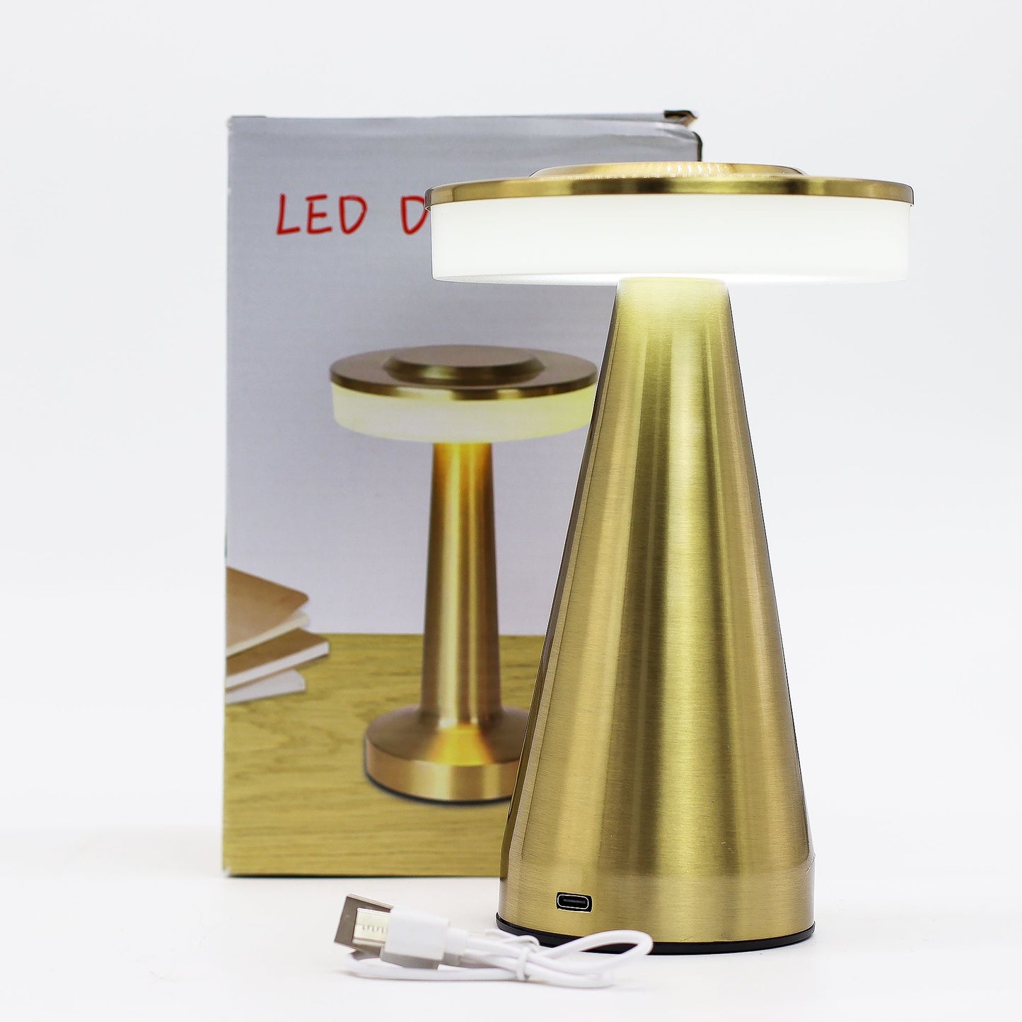 Kupfer-Lampe mit Touch-Dimmer – Hoher Stiel, USB-C, wiederaufladbar