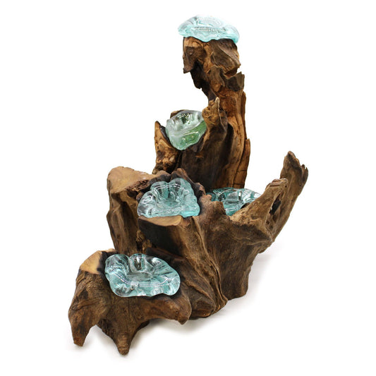 Waldgeflüster Kerzenständer - Handgeformt aus Gamalholz & recyceltem Glas