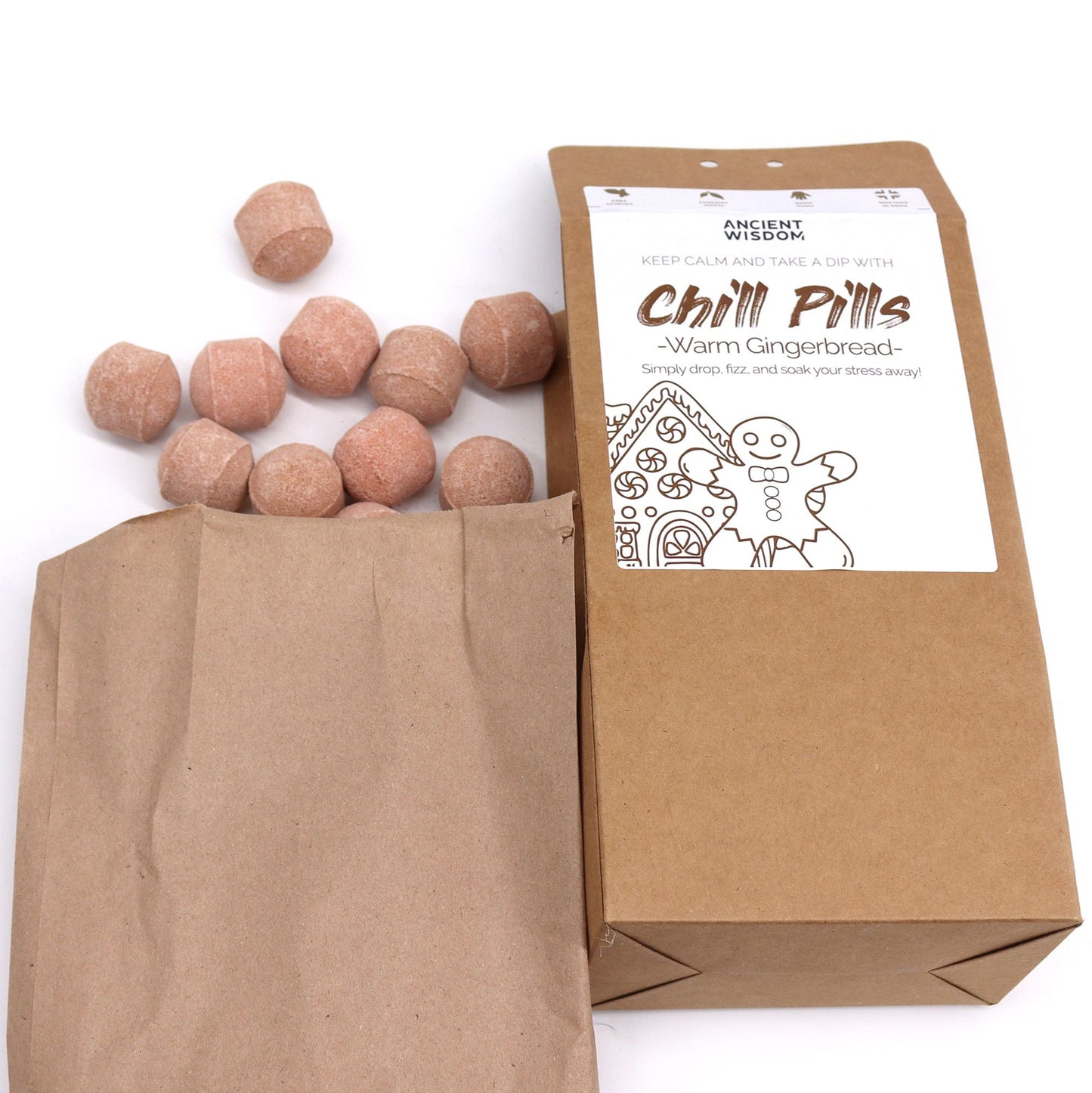 Geschenkset Mini-Badebomben 'Würziger Lebkuchen' - 30 Stück