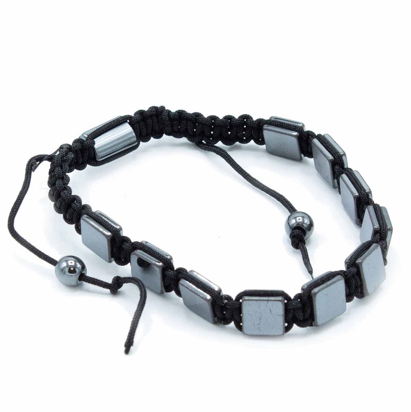Shamballa Armband aus magnetischem Hämatit - Flache Würfelperlen