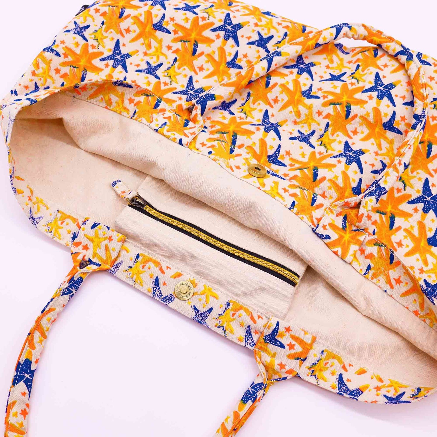 Strandtasche 'Meereszauber' mit Seestern-Druck | 100% Baumwolle