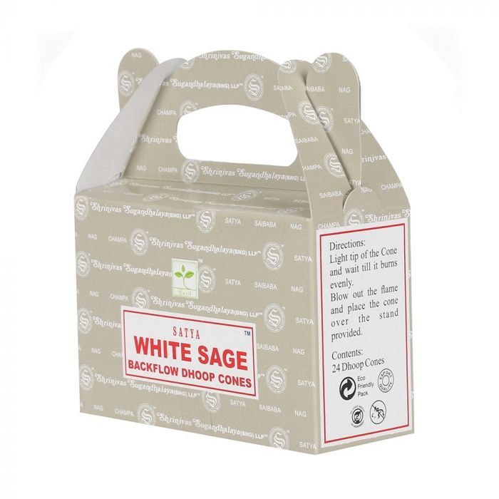 Satya White Sage Räucherkegel für Rückfluss-Effekt (24 Stück)
