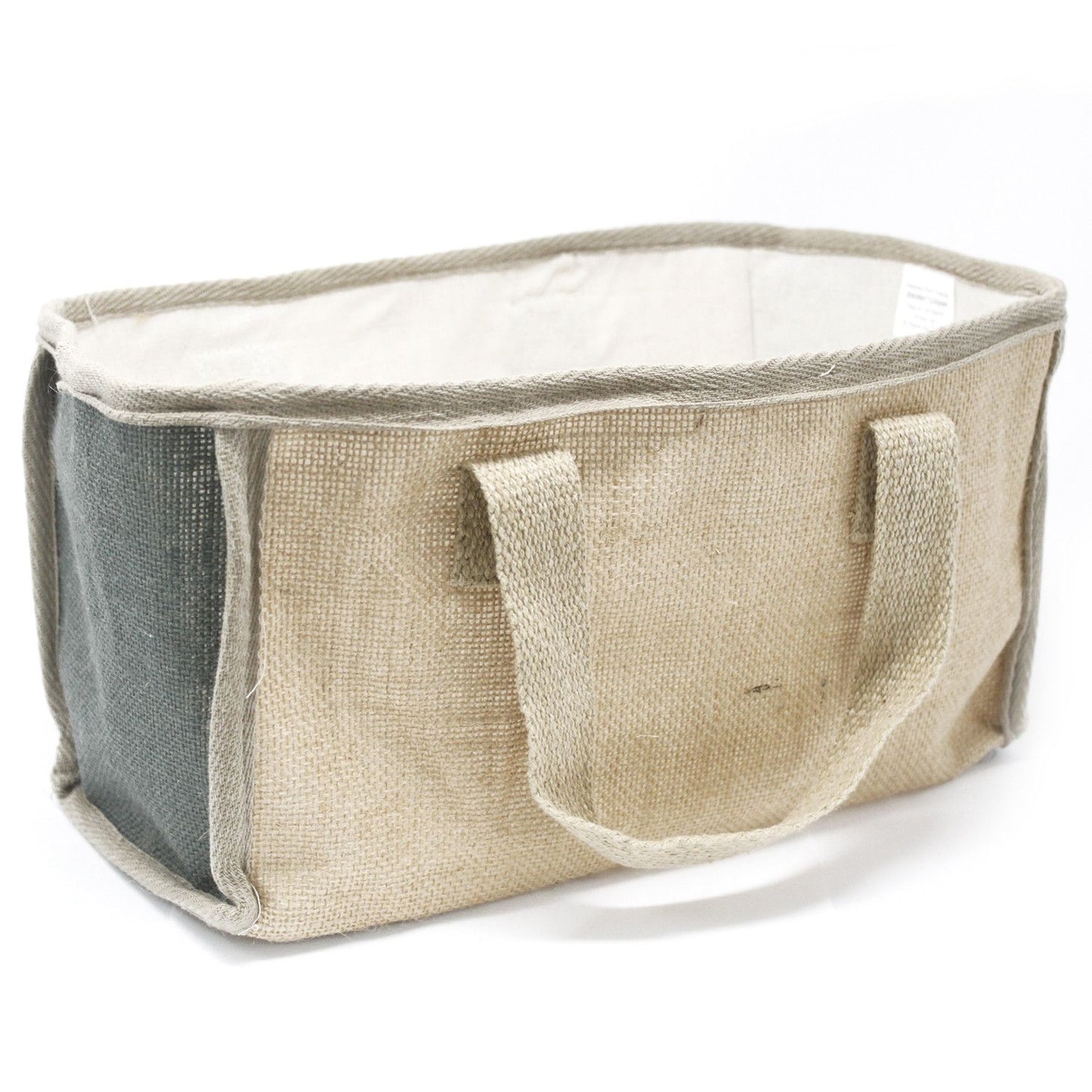Große Einkaufstasche aus Jute mit Baumwollfutter in Anthrazit – 33 x 18 x 20 cm