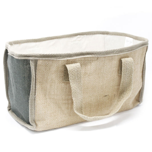 Große Einkaufstasche aus Jute mit Baumwollfutter in Anthrazit – 33 x 18 x 20 cm