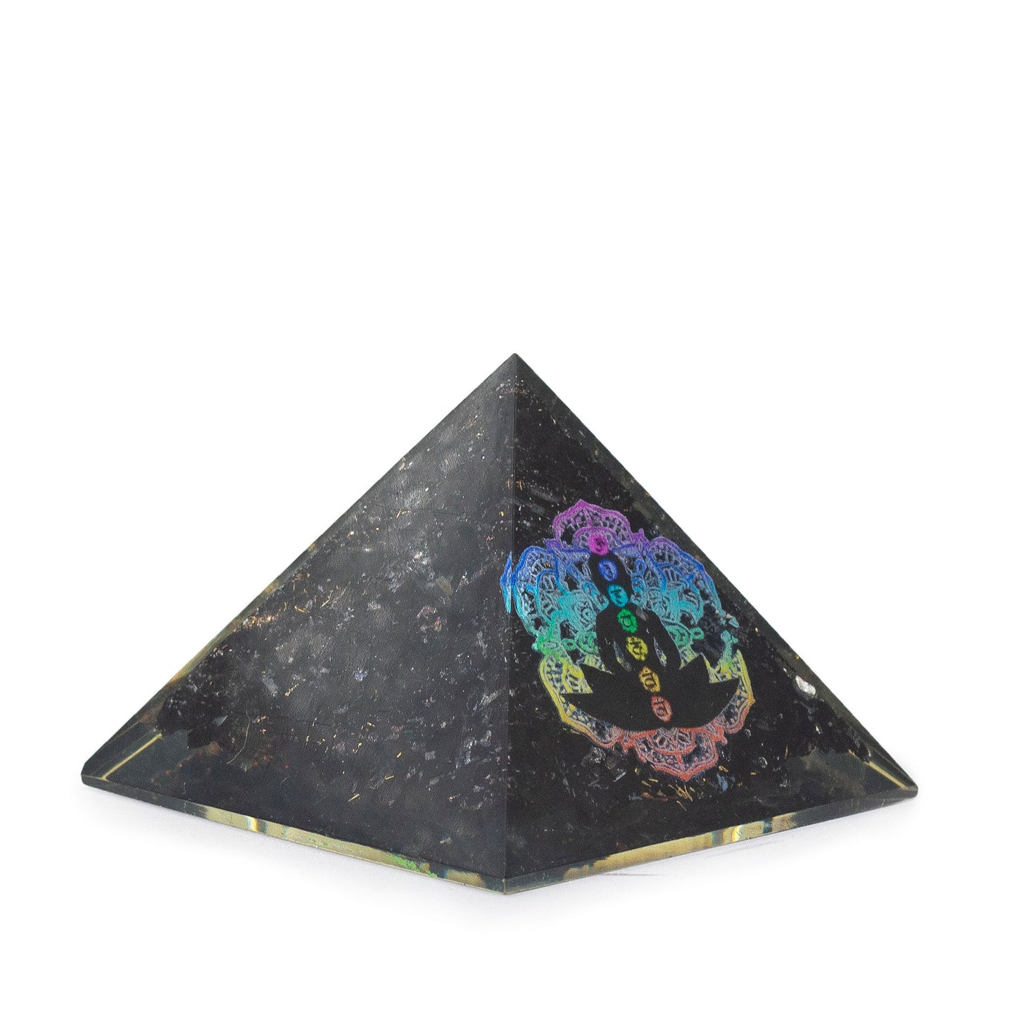 Orgonit-Pyramide 'Chakra Buddha' mit schwarzem Turmalin - Energie & Balance