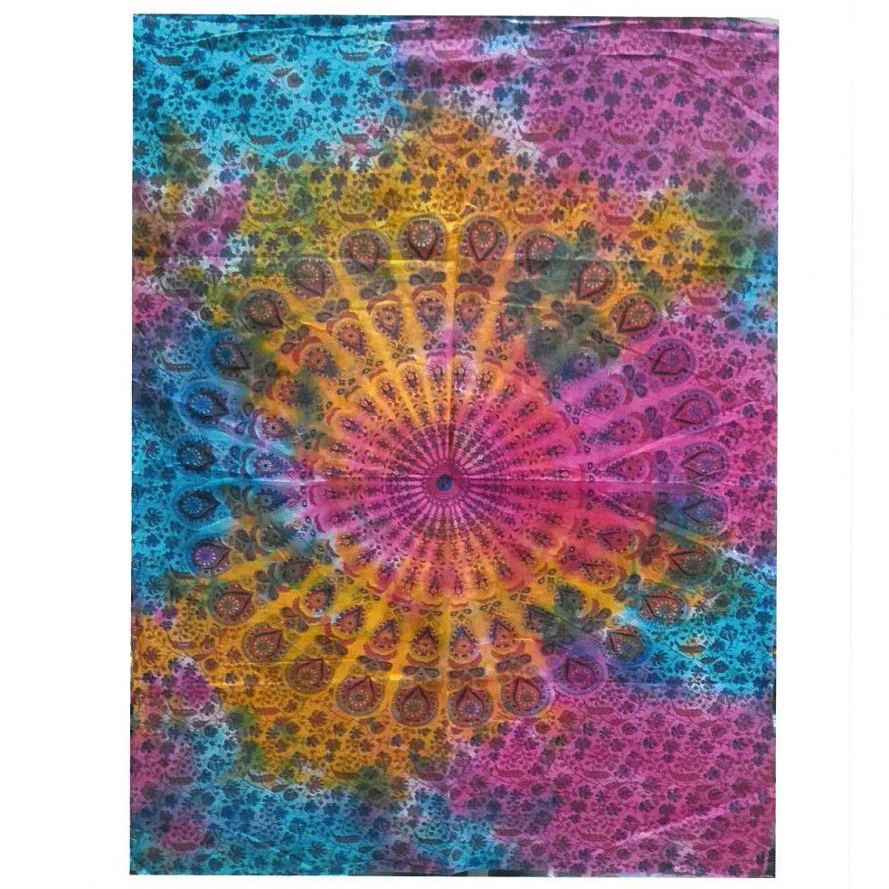 Handgefertigtes Baumwoll-Mandala – Rundes Wandtuch mit spiritueller Symbolik