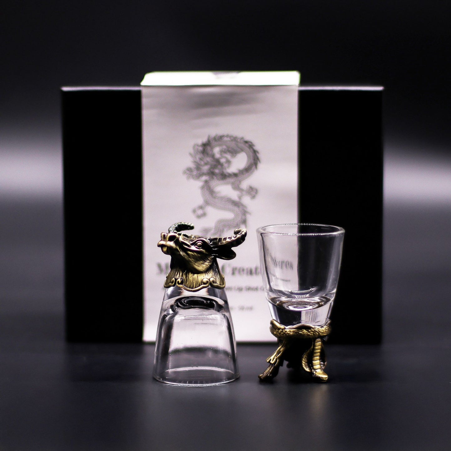 Set mit 6 Schnapsgläsern - Mystische Waldtiere in Antikbronze-Optik