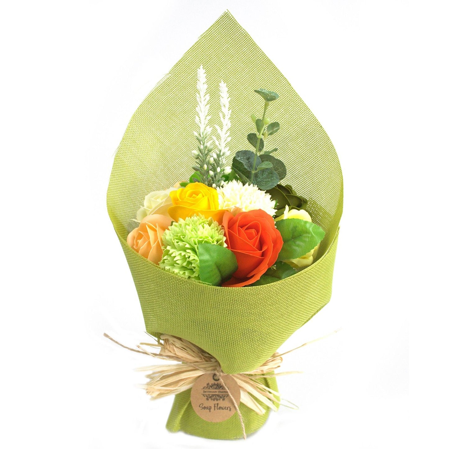 Seifenblumenstrauß in frischem Grün-Gelb – Handgemachte Badedekoration