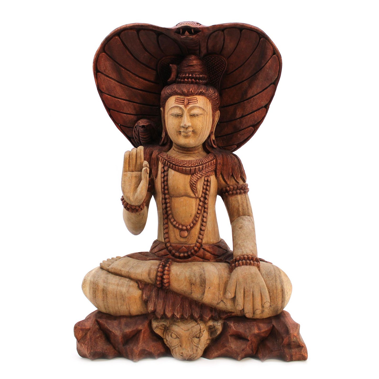 Shiva Statue mit Kobra - Handgeschnitztes Unikat aus Suarholz, 50 cm