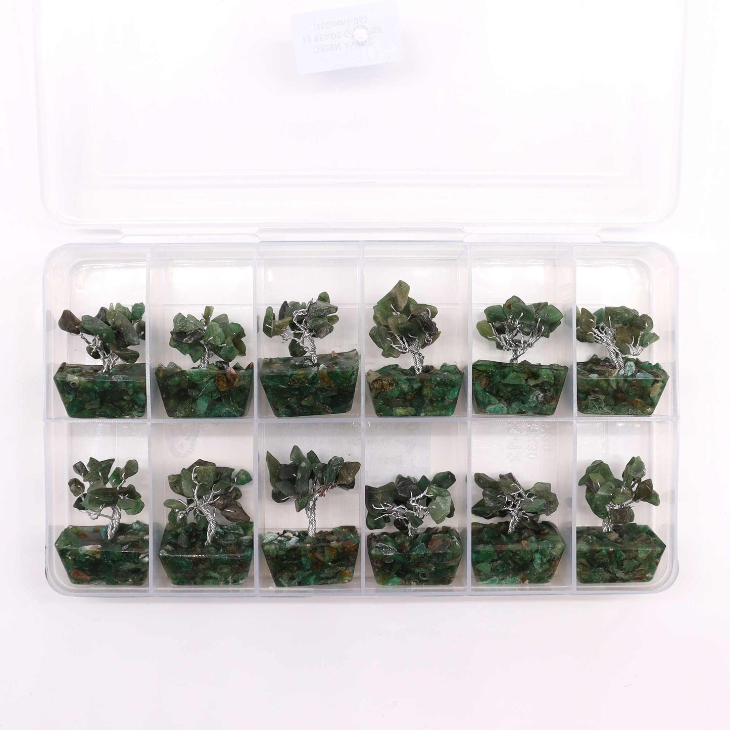Mini-Edelsteinbaum aus Green Aventurin auf Orgonit-Basis (15 Steine)