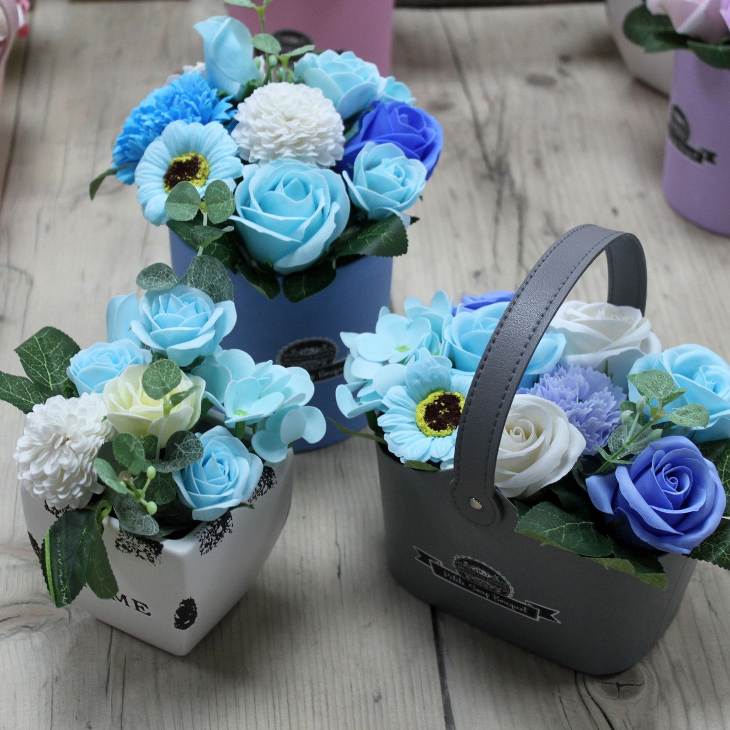Seifenblumen Bouquet 'Blaue Stille' – Dekoratives Badepflege-Set