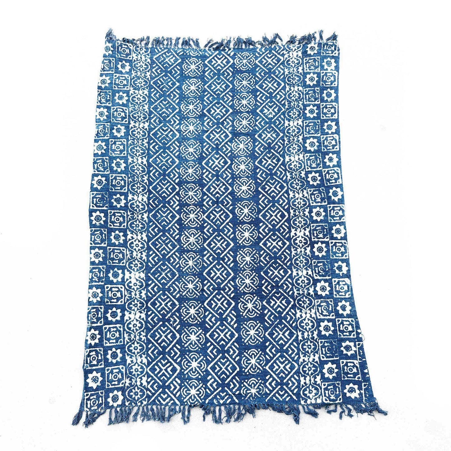 Indigo-Decke Desi Stripes – Handgewebt in Indien, 170x120 cm