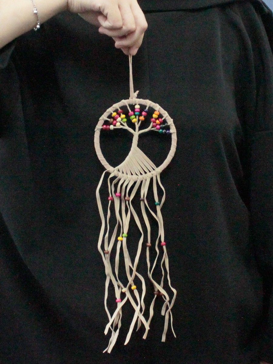 Handgefertigter Traumfänger 'Lebensbaum' aus Bali – 12 cm, Textil