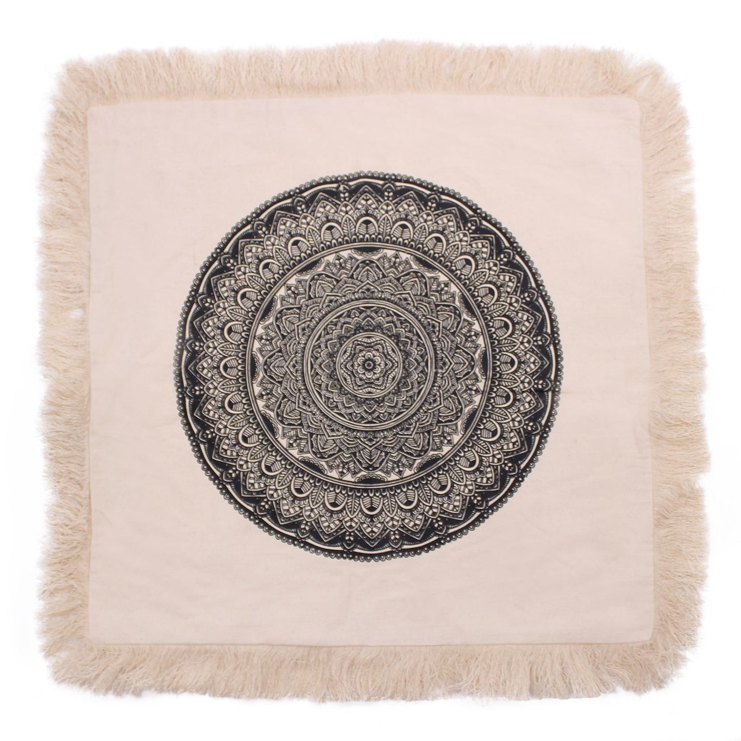 Mandala Kissenbezug Schwarz | 60x60 cm | Baumwolle