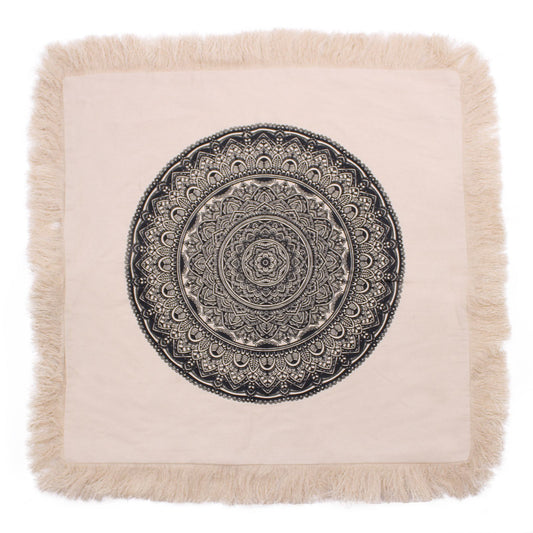 Mandala Kissenbezug Schwarz | 60x60 cm | Baumwolle