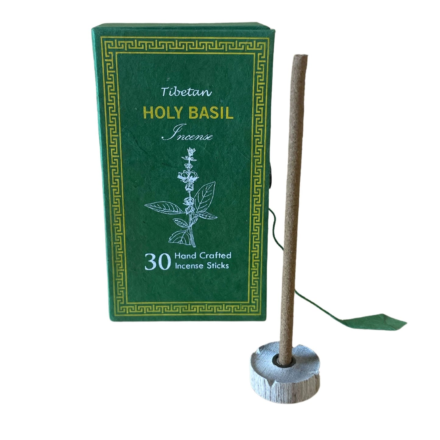 Räucherstäbchen Geschenkset Heiliges Basilikum (Tulsi) – 30 Stäbchen mit Holzhalter aus Nepal