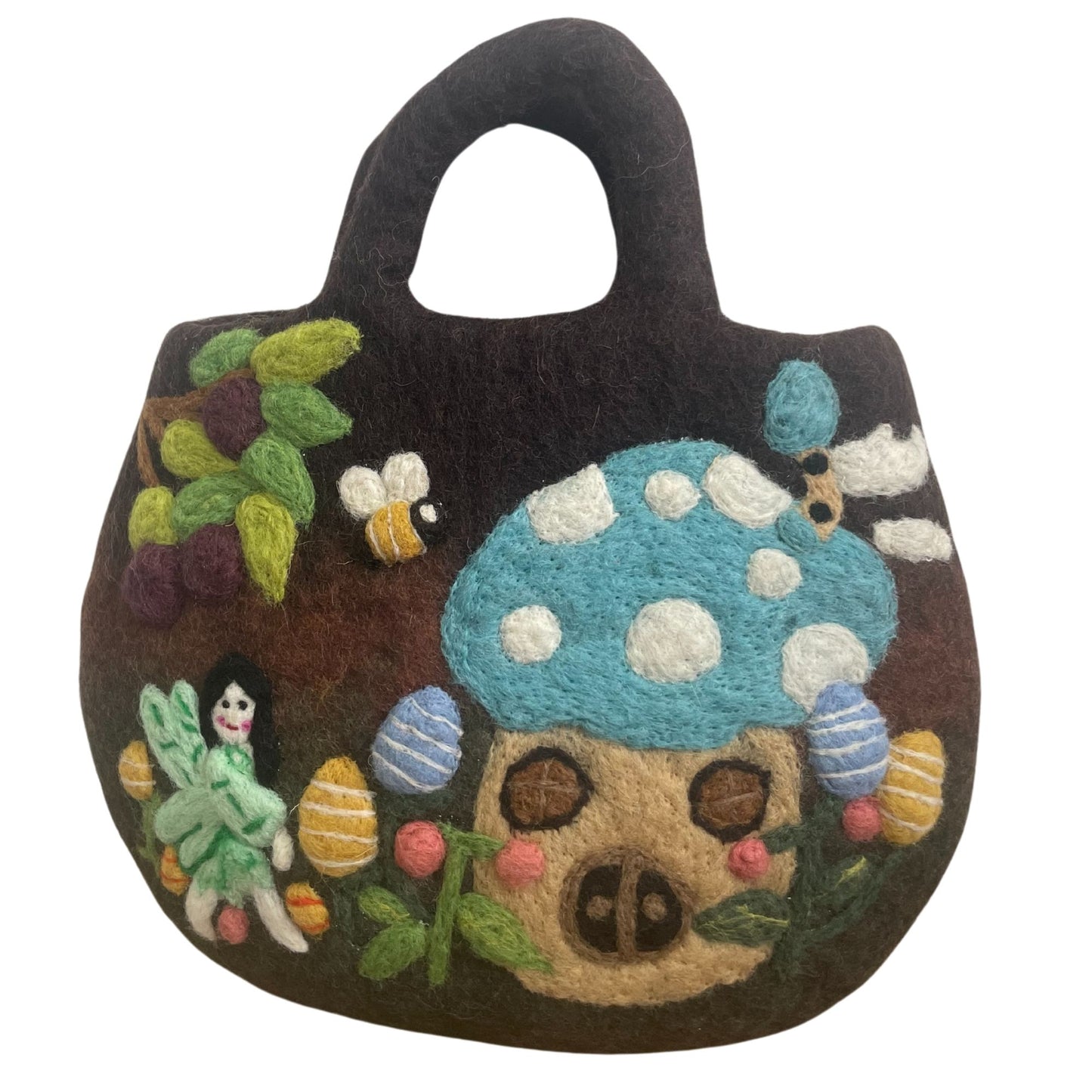 Filztasche Elfenhain – Handgefertigtes Unikat aus Nepal, 35 x 27 cm